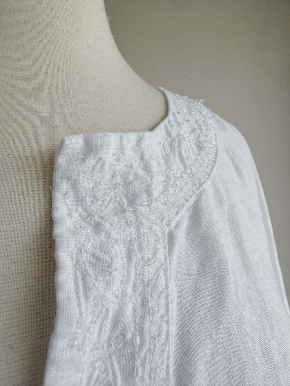 Edward Irish Linen White Embroidered Blouse XL - Picture 3 of 8